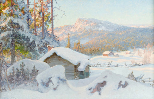 The Mountain Pasture in Winter, vintage artwork by Anshelm Schultzberg, 12x8" (A4) Poster