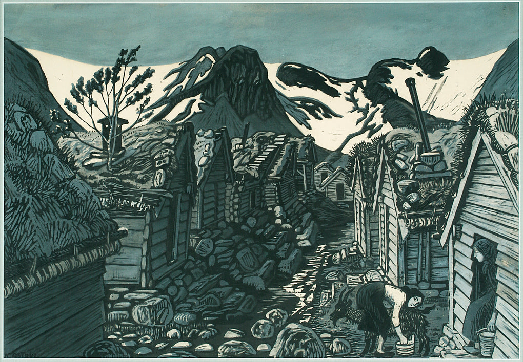 The Befring Farms by Nicolai Astrup,16x12(A3) Poster