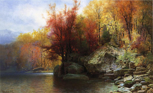 Autumn River Landscape, vintage artwork by Alexander Lawrie, 12x8" (A4) Poster