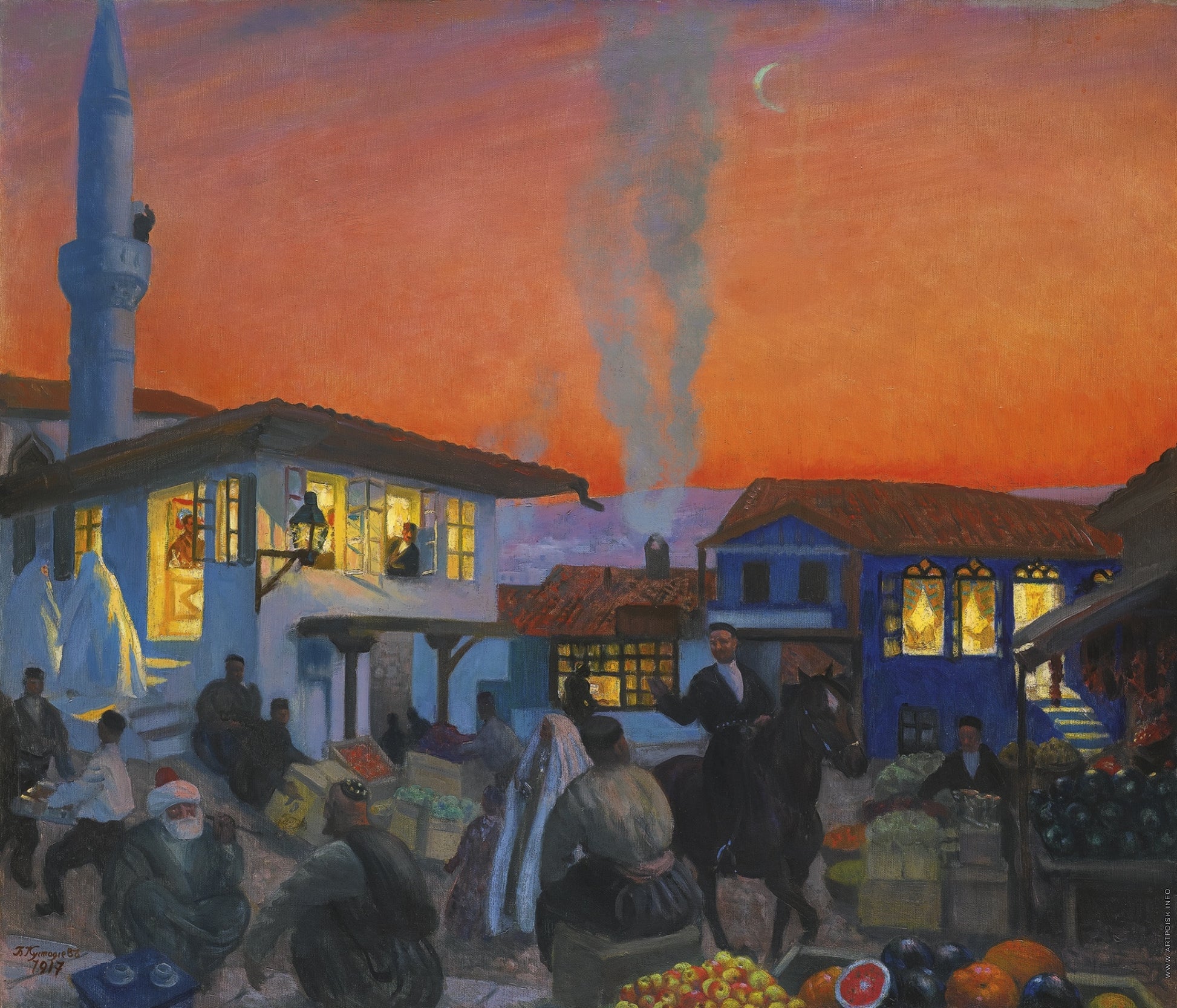 Bachisaray, vintage artwork by Boris Mikhailovich Kustodiev, 12x8" (A4) Poster