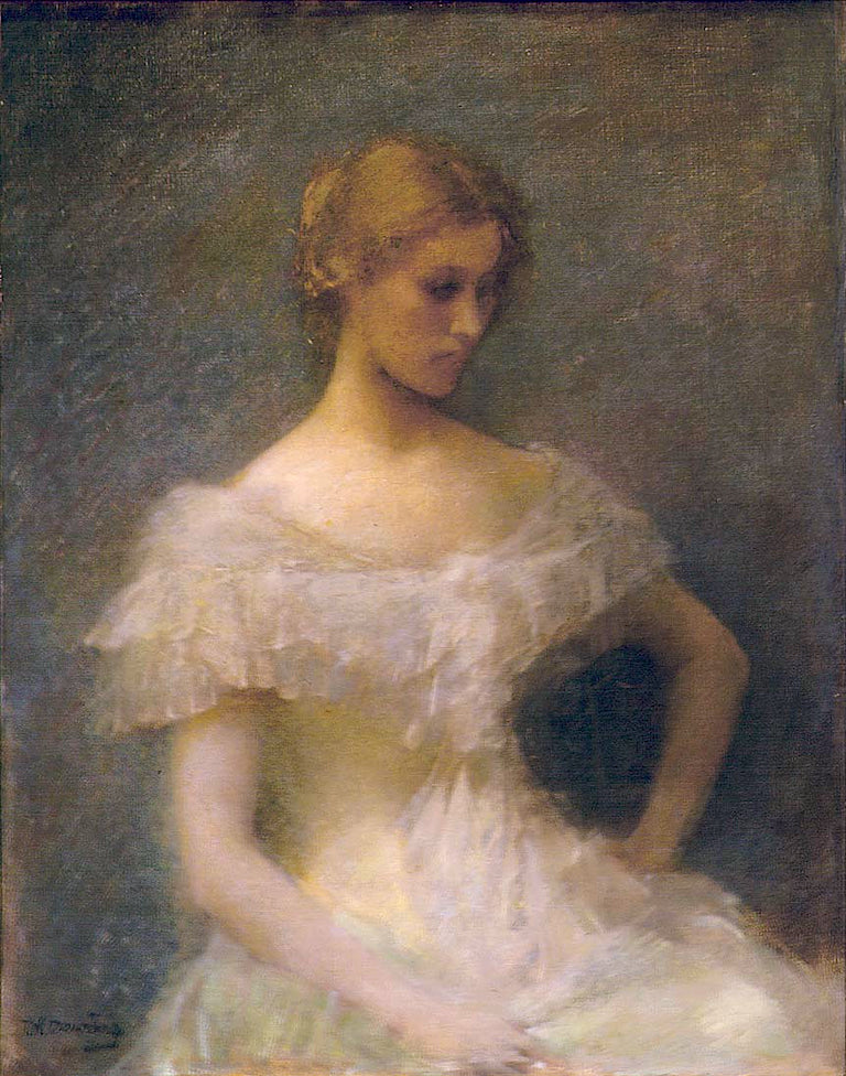 Young Girl Seated by Thomas Wilmer Dewing,A3(16x12")Poster