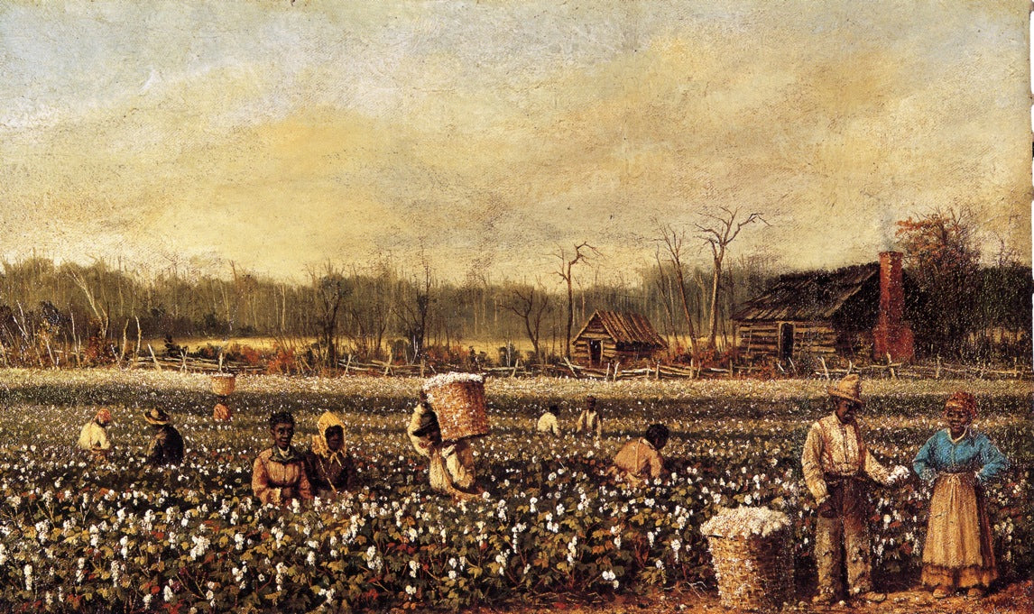Cotton Picking in Front of the Quarters, vintage artwork by William Aiken Walker, 12x8" (A4) Poster