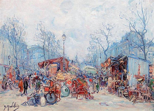 Flea Market, Paris by Gustave Madelain,A3(16x12")Poster