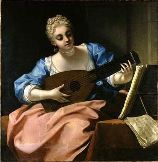 Allegory of Music, vintage artwork by Jean Raoux, 12x8" (A4) Poster