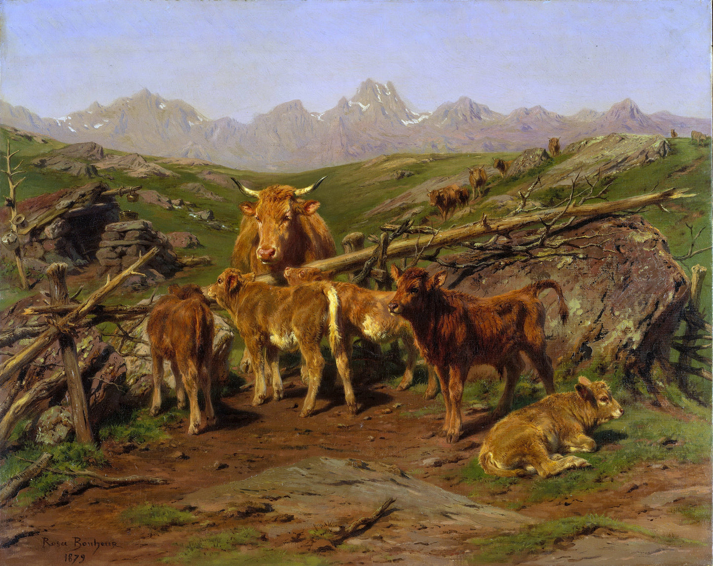 Weaning the Calves, vintage artwork by Rosa Bonheur, 12x8" (A4) Poster