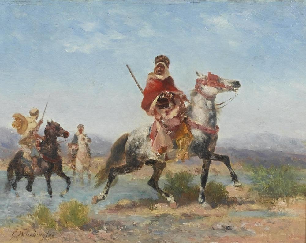 Arab Riders, vintage artwork by Georges Washington, 12x8" (A4) Poster