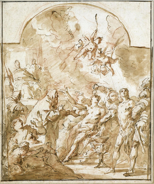 The Martyrdom of Sts Felix and Fortunatus, vintage artwork by Gaspare Diziani, 12x8" (A4) Poster