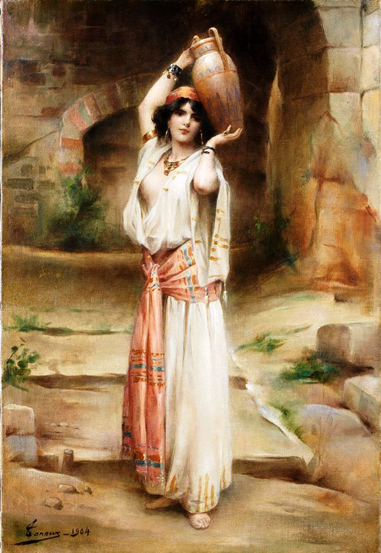 Woman Carying Water by Henri Adrien Tanoux,A3(16x12")Poster