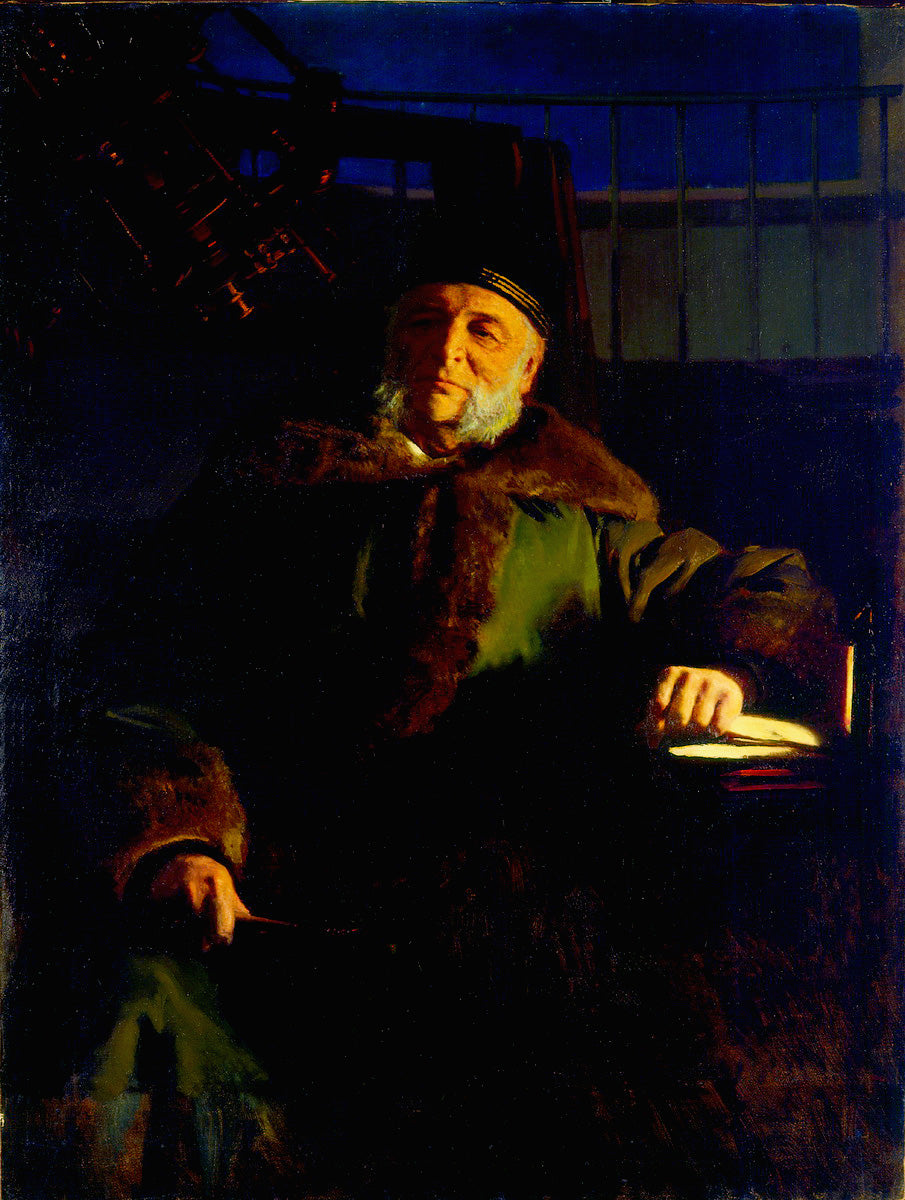 Portrait of Astronomer Otto Struve, vintage artwork by Ivan Kramskoi, 12x8" (A4) Poster