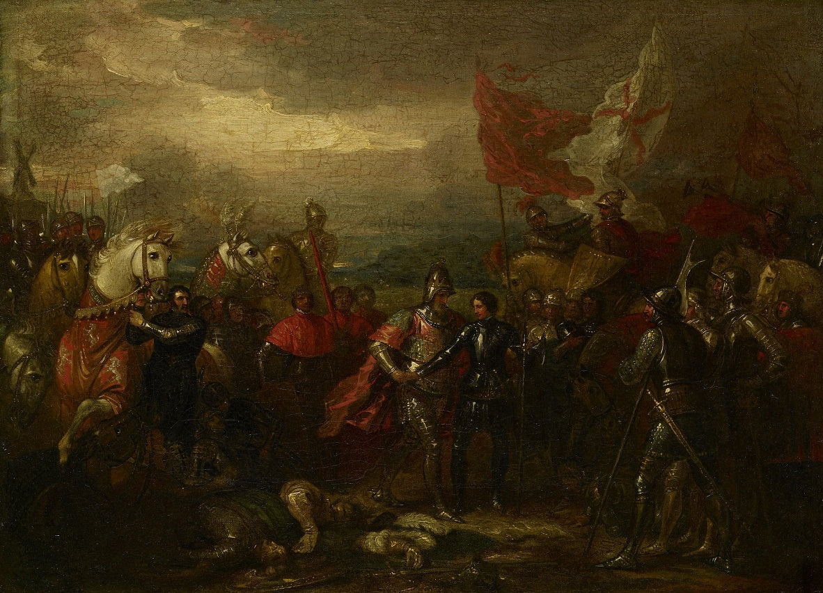Edward III with the Black Prince after the Battle of Crecy, vintage artwork by Benjamin West, 12x8" (A4) Poster