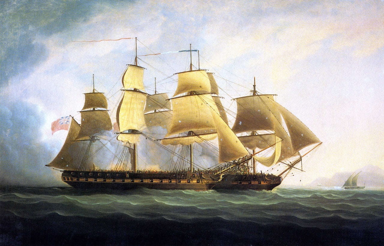 The Frigate H.M.S., vintage artwork by James E. Buttersworth, A3 (16x12") Poster Print