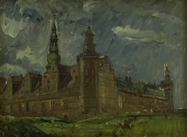 Kronborg Castle viewed from the Southeast, vintage artwork by Albert Gottschalk, 12x8" (A4) Poster