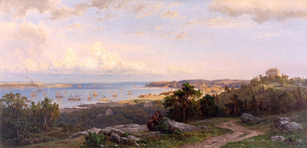 View of the Narrows from Tomkinsville, Staten Island, vintage artwork by Hermann Fuechsel, 12x8" (A4) Poster