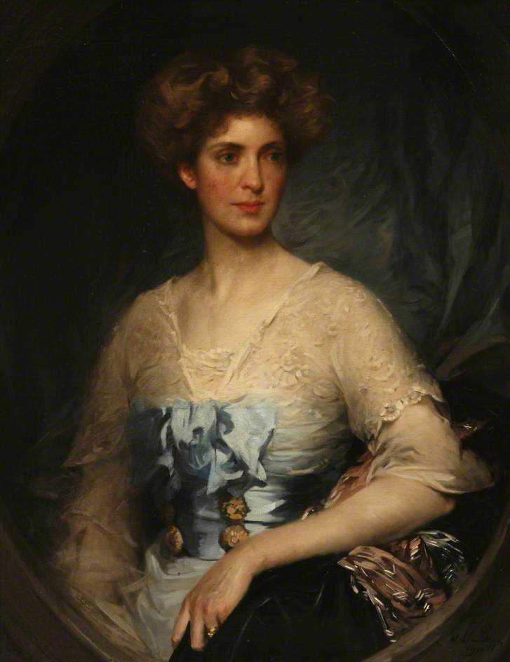 Villiers, Wearing a Blue Satin Gown by Sir William Llewellyn,A3(16x12")Poster