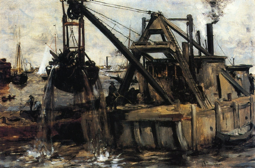 Dredging in the East River by John Twachtman,A3(16x12")Poster