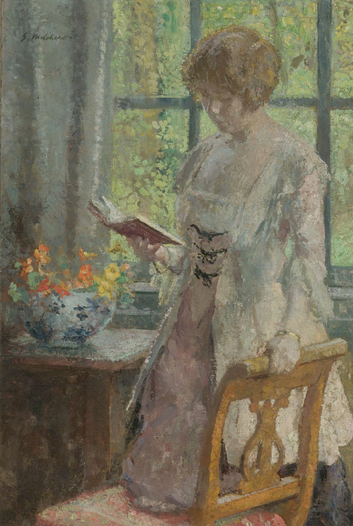 Young Woman Reading by Gari Melchers,A3(16x12")Poster