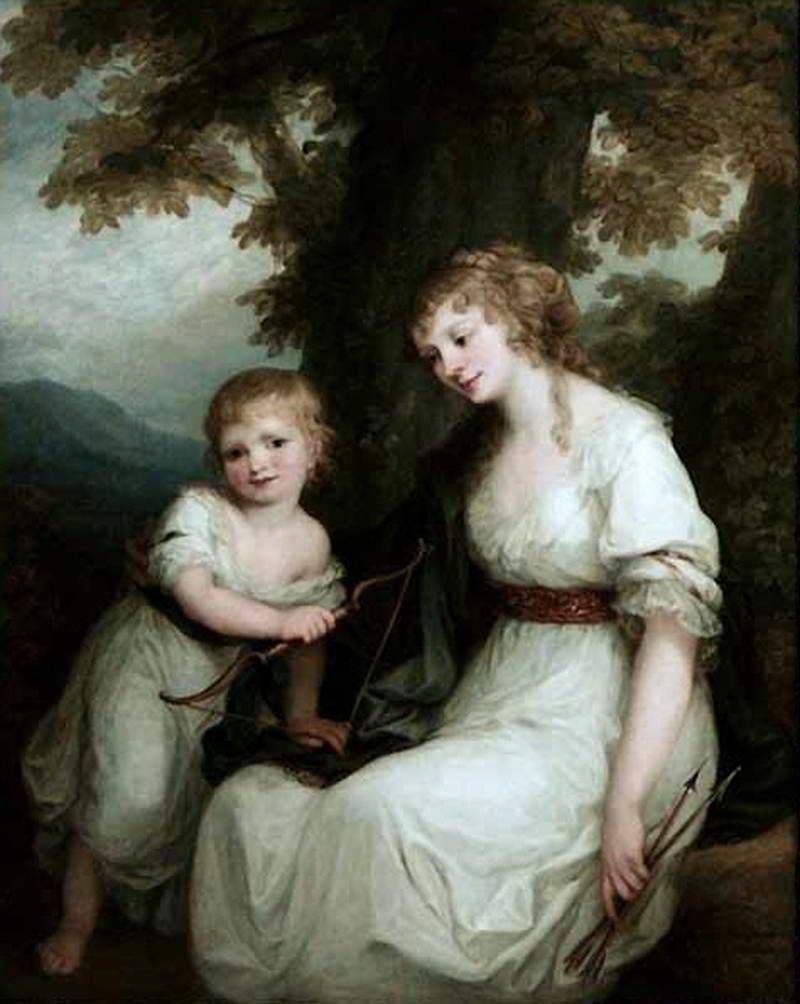 Juliane von Krudener And Her Son Paul, vintage artwork by Angelica Kauffmann, 12x8" (A4) Poster