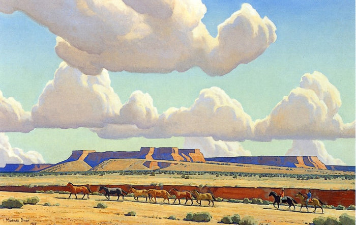 Wide Lands of the Navajo, vintage artwork by Maynard Dixon, 12x8