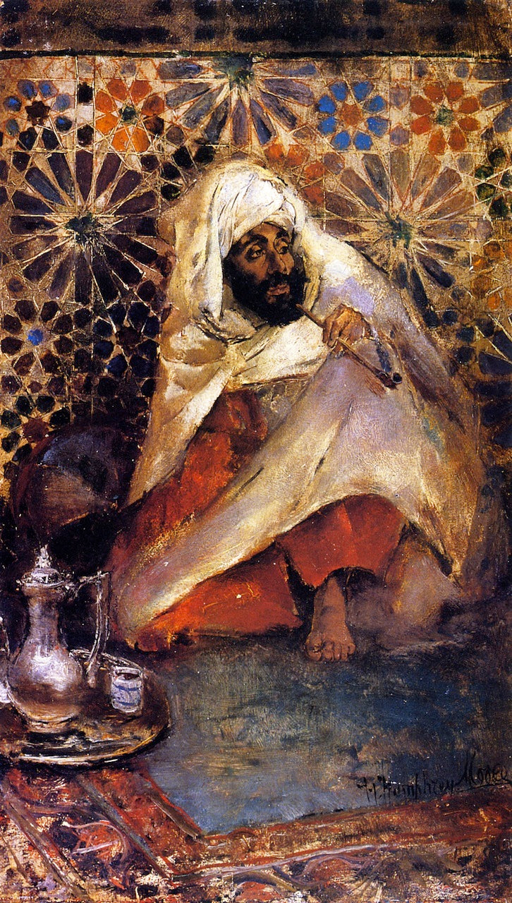 Arab Man Smoking, vintage artwork by Harry Humphrey Moore, 12x8" (A4) Poster