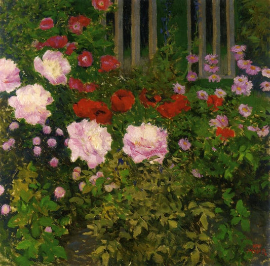Blooming Flowers with Garden Fence by Koloman Moser,A3(16x12")Poster