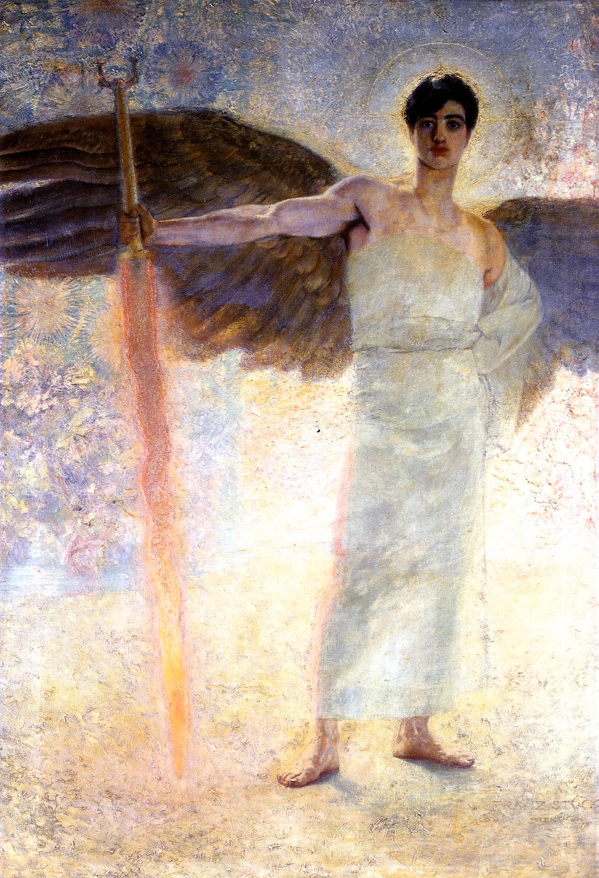 The Guardian of Paradise, vintage artwork by Franz von Stuck, 12x8" (A4) Poster