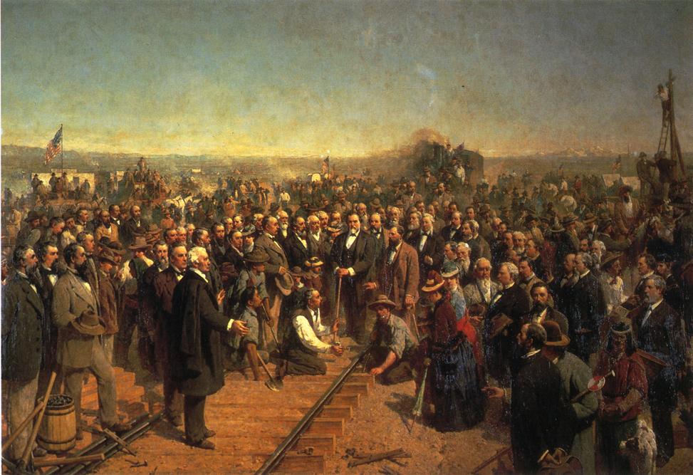 The Driving of the Last Spike, vintage artwork by Thomas Hill, 12x8" (A4) Poster