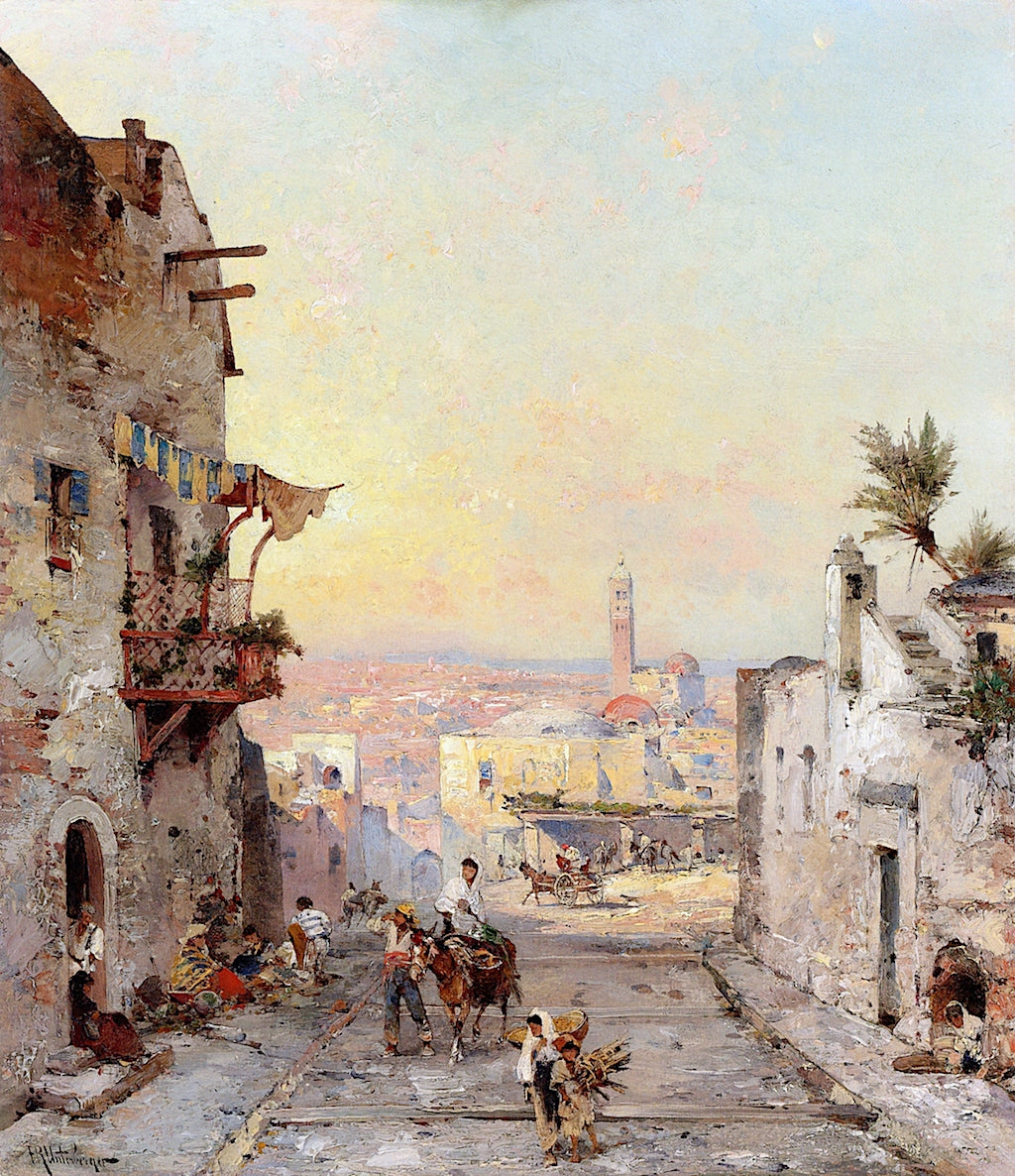 View of Syracuse, Sicily, vintage artwork by Franz Richard Unterberger, 12x8" (A4) Poster