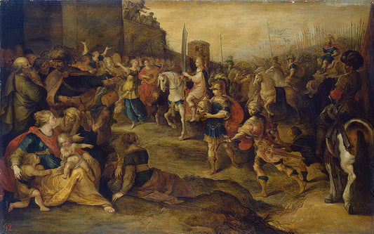 Entry of King David into Jerusalem, vintage artwork by Frans Francken the Younger, 12x8" (A4) Poster