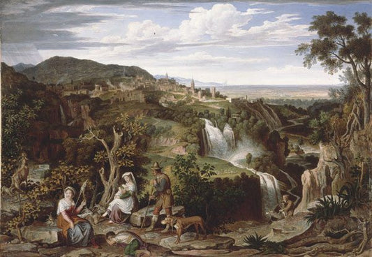 Waterfalls at Tivoli, vintage artwork by Joseph Anton Koch, 12x8" (A4) Poster