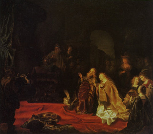 The Idolatry of King Solomon, vintage artwork by Salomon Koninck, 12x8" (A4) Poster