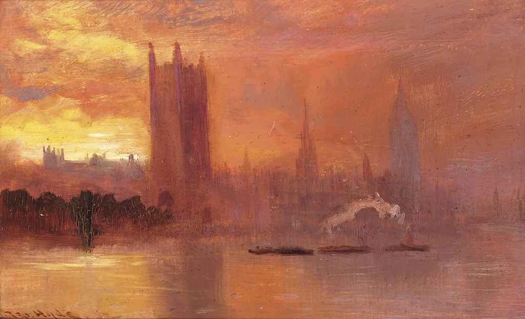 Westminster at Sunset by George Hyde Pownall,16x12(A3) Poster