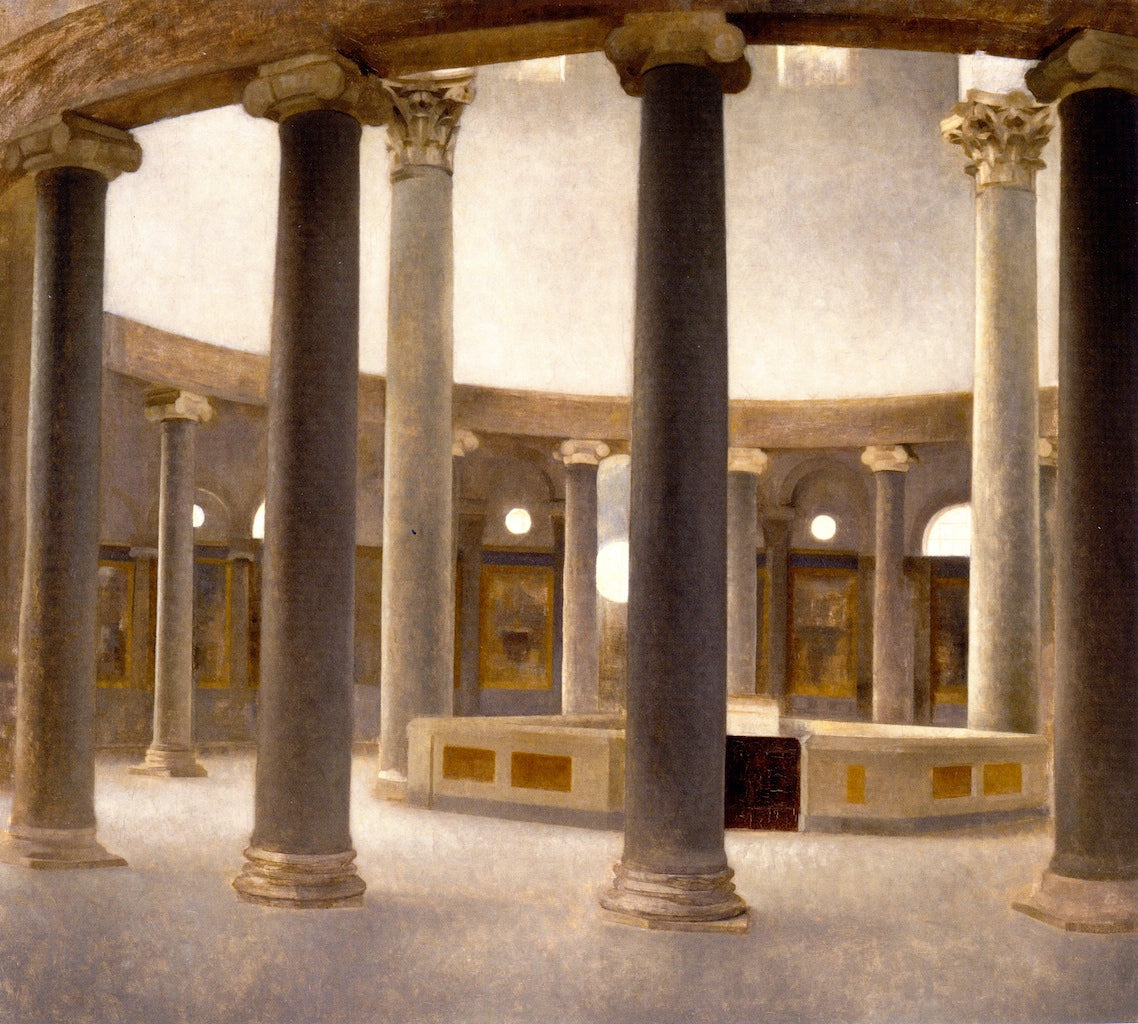 Interior of the Church of Santo Rotondo in Rome, vintage artwork by Vilhelm Hammershøi, 12x8" (A4) Poster
