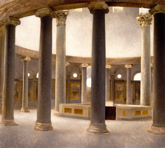 Interior of the Church of Santo Rotondo in Rome, vintage artwork by Vilhelm Hammershøi, 12x8" (A4) Poster