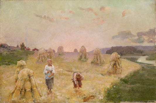 Harvest folk, vintage artwork by Aukusti Uotila, 12x8" (A4) Poster