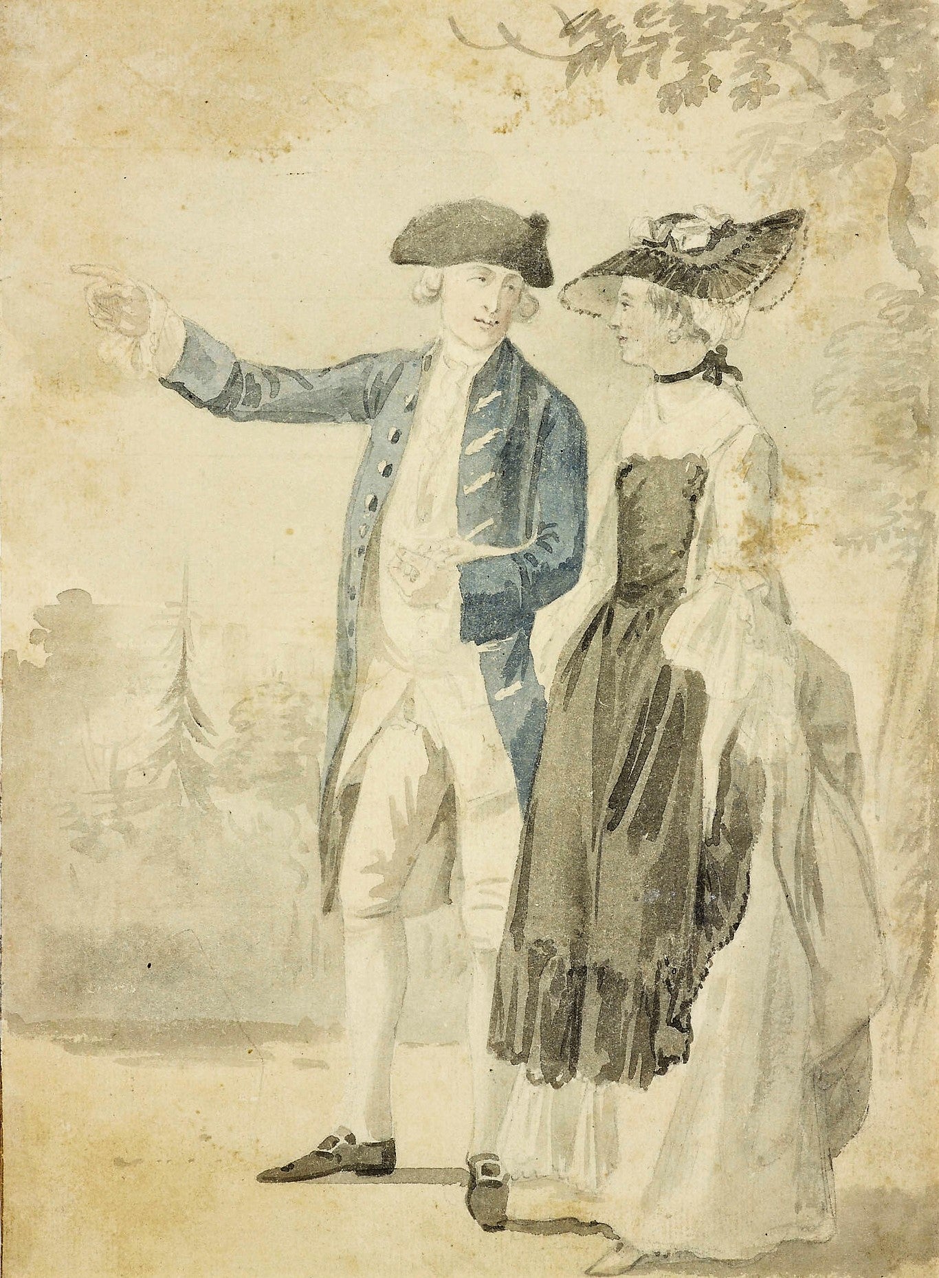 Mr & Mrs Thomas Sandby , vintage artwork by Paul Sandby , R.A., 12x8" (A4) Poster