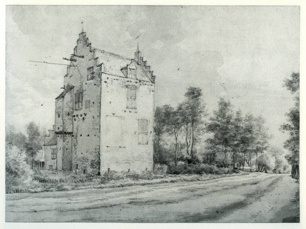 Kasteel Stormerdijk in Nieuwegein, vintage artwork by Roelant Roghman, 12x8" (A4) Poster