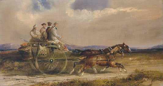 Sportsmen in Scottish Dress Driving to the Moors, vintage artwork by Charles Cooper Henderson, A3 (16x12") Poster Print