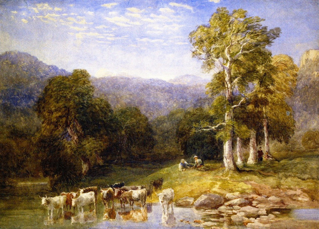 Junction of the Llugwy and the Conway, vintage artwork by David Cox the Younger, A3 (16x12") Poster Print