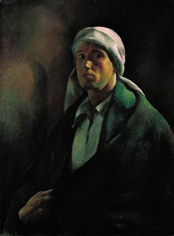 Self-Portrait with a Turban, vintage artwork by Karoly Patko, 12x8" (A4) Poster