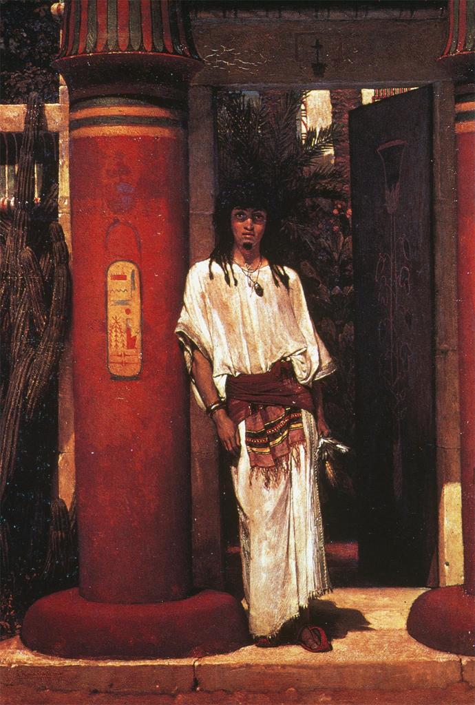 An Egyptian at his doorway in Memphis, vintage artwork by Sir Lawrence Alma-Tadema, 12x8" (A4) Poster