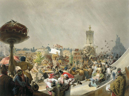 Celebration of the Coronation of Emperor Alexander II in Moscow, vintage artwork by Mihály Zichy, 12x8" (A4) Poster
