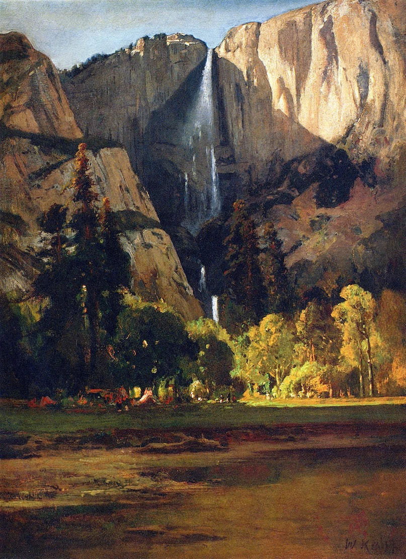 Yosemite Falls, vintage artwork by William Keith, 12x8" (A4) Poster