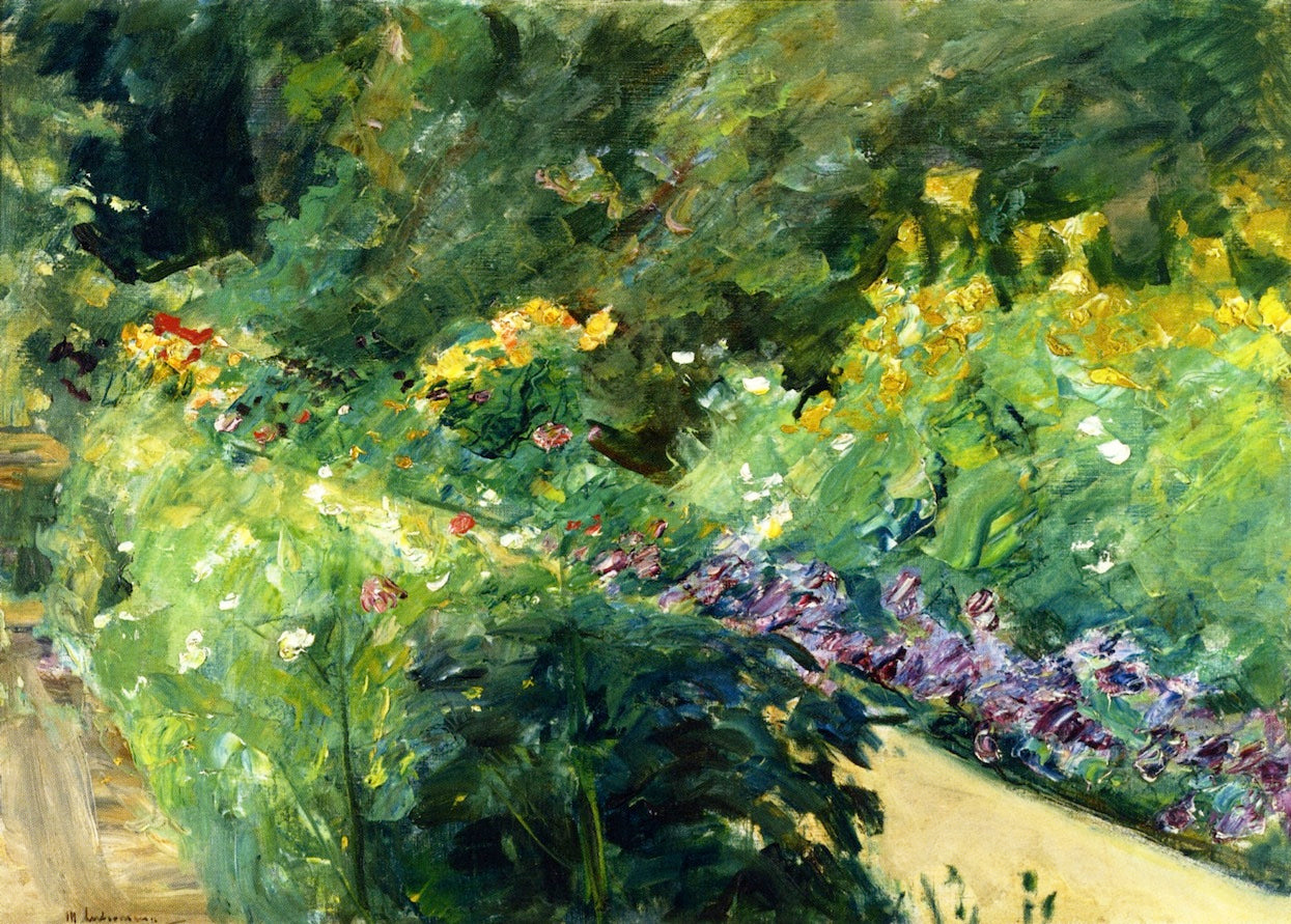Flowerbeds in the Garden to the Northwest, vintage artwork by Max Liebermann, 12x8" (A4) Poster