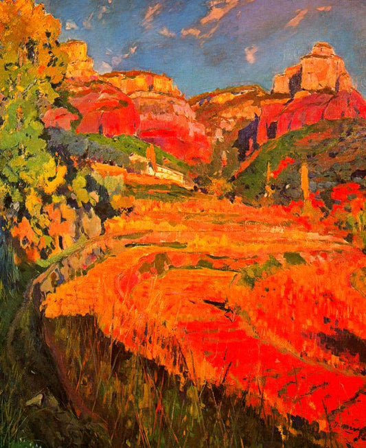 El valle rojo, vintage artwork by Joaquin Mir  Trinxet, 12x8" (A4) Poster