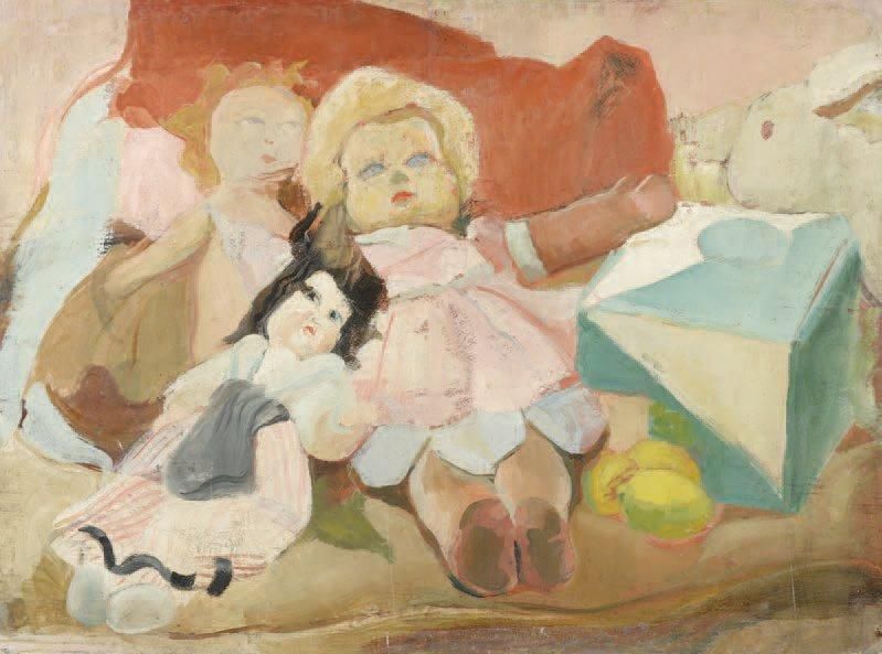 Dolls, vintage artwork by Jacqueline Marval, 12x8" (A4) Poster