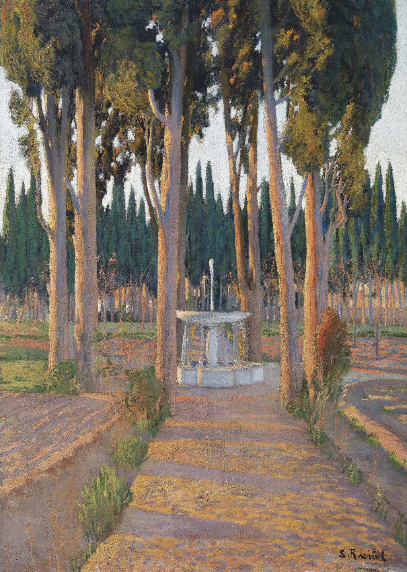 Golden Cypresses by Santiago Rusinol Prats,A3(16x12")Poster