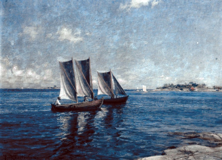 Boats near the Gryts archipelago by Johan Krouthen,A3(16x12")Poster