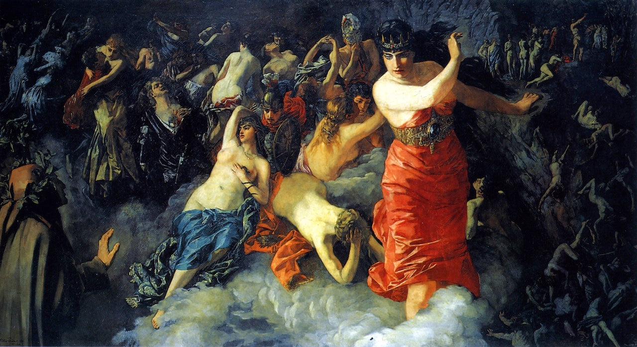Dante's Inferno, vintage artwork by Wilhelm Trübner, 12x8" (A4) Poster