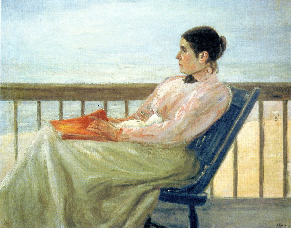 The Artist's Wife at the Beach, vintage artwork by Max Liebermann, 12x8" (A4) Poster