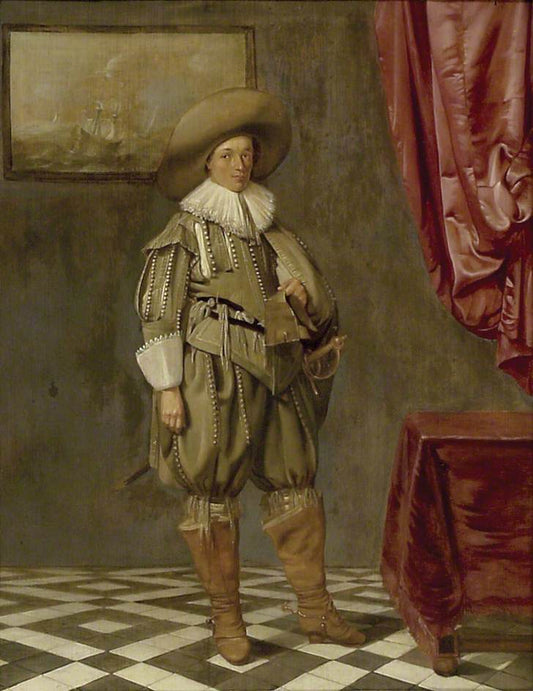 Portrait of a Young Man Standing, vintage artwork by Pieter Codde, 12x8" (A4) Poster